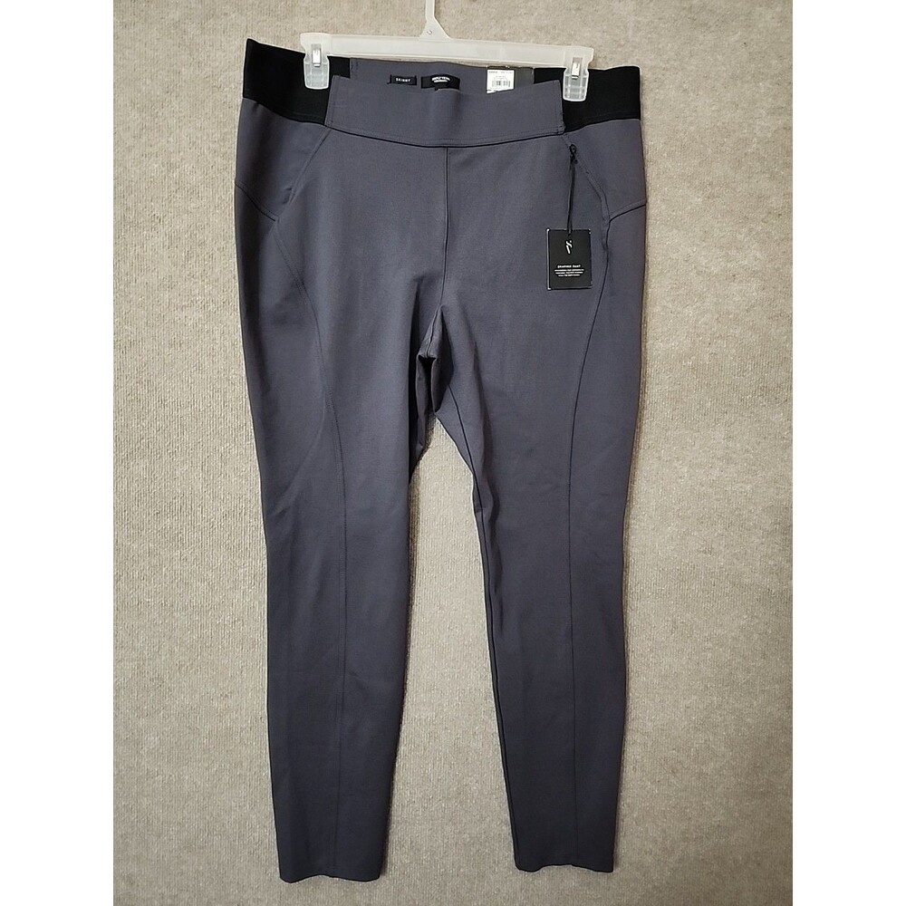 Simply Vera Wang Shaping Skinny Pants Womens 1X Long Gray Scuba Pull On NEW